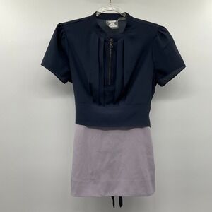 Anthropologie Girls from Savoy Blouse Bow Back 2 Tone Classic Dark Academia Top
